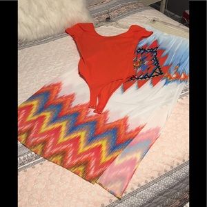 Long Aztec Print Skirt